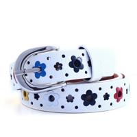 Bloemen patroon holle PU lederen riem voor kinderen (wit) - thumbnail