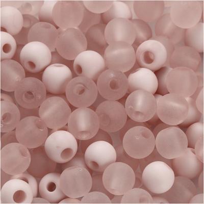 Creativ Company Plastic kralen, d 6 mm, gatgrootte 2 mm, ca. 150 stuk, roze, 40 gr/ 1 doos