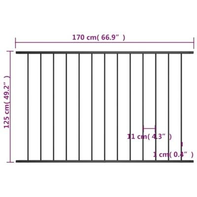 VidaXL Schuttingpaneel gepoedercoat staal 1,63x1,25 m zwart