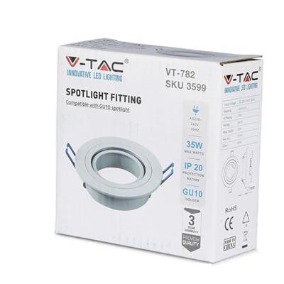 V-TAC VT-782RD-WH LED Inbouwspot - GU10 - IP20 - Wit