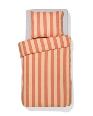 HEMA Dekbedovertrek 140x200/220cm zacht katoen strepen perzik (perzik)