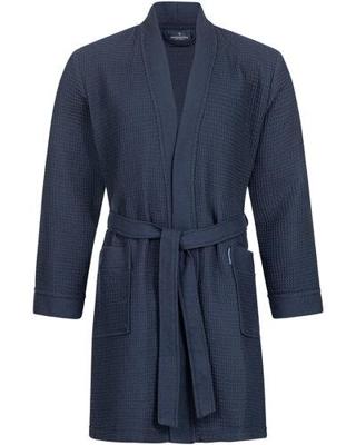Morgenstern Morgenstern badjas Sascha Kimono wafelstof kort 100cm Navy Blue S