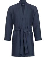 Morgenstern Morgenstern badjas Sascha Kimono wafelstof kort 100cm Navy Blue S - thumbnail