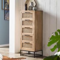 Artistiq Ladekast 'Cyntia' Mangohout en rotan, 115 x 45cm - thumbnail