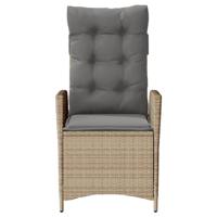 Tuinstoel verstelbaar met kussens poly rattan gemengd beige - thumbnail