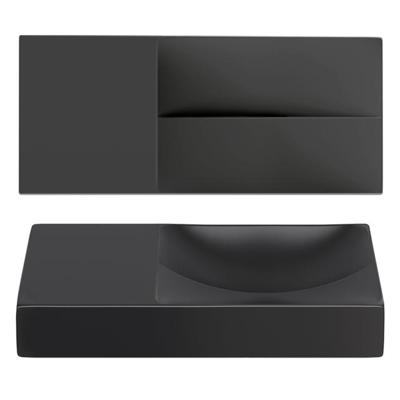 Clou Vale keramiek fontein 45x19x7cm voorbewerkt kraangat links Zwart mat CL/03.30162.L Clou Vale keramiek fontein 45x19x7cm voorbewerkt kraangat links Zwart mat CL/03.30162.L