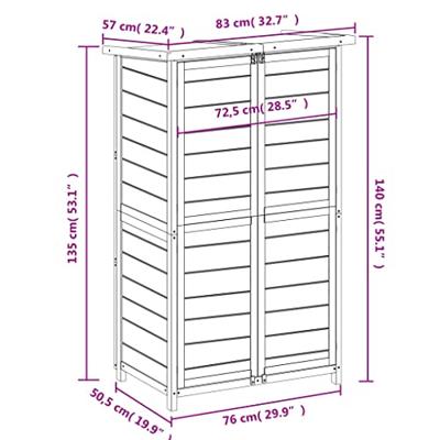 Tuinschuur 83x57x140 cm massief grenenhout bruin