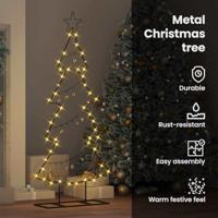 Metalen kerstboom met standaard Zwart 125 cm Staal - thumbnail