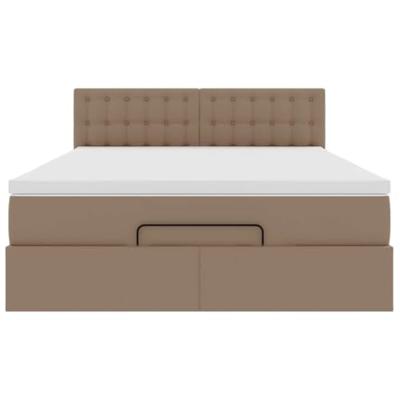 vidaXL Ottoman bed met matras 140x200cm kunstleer cappuccinokleurig, bedframe, ottoman bedframe, bedframe met opbergruimte onder het bed