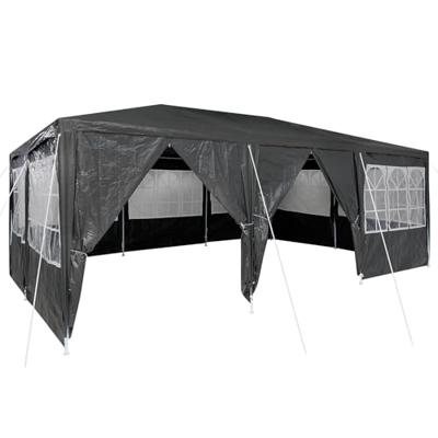 Partytent met 10 zijwanden grijs 6x4 m PE