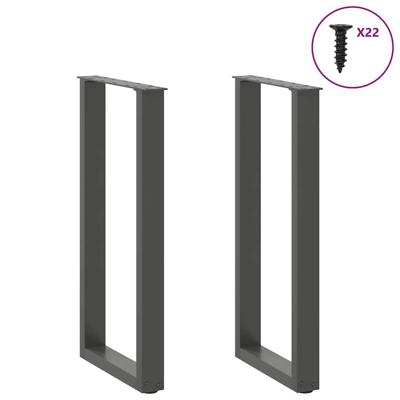 Console tafelpoten 2 st U-vormig 38x(72-73) cm staal antraciet