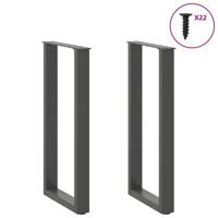 Console tafelpoten 2 st U-vormig 38x(72-73) cm staal antraciet - thumbnail