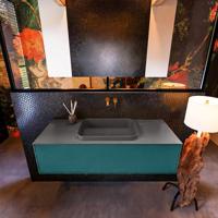 Badkamermeubelset Mondiaz Erin 120 cm met 1 Lade met RIDGE Wastafel Midden Dark grey Zonder Kraangaten Greeploos Mat Smag - thumbnail