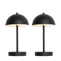 QAZQA Set van 2 buiten tafellampen mushroom zwart oplaadbaar - Keira - thumbnail