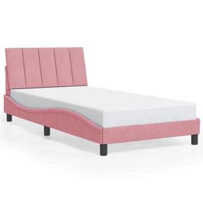 Bedframe met LED-verlichting fluweel roze 180x200 cm