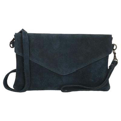 Charm Suède Envelop Clutch / Avondtasje Navy Blauw
