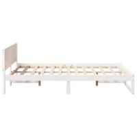 Bedframe met hoofdeinde Wit 140 x 190 cm Massief grenenhout - thumbnail