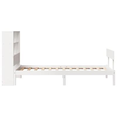Bed met boekenkast zonder matras grenenhout wit 90x190 cm