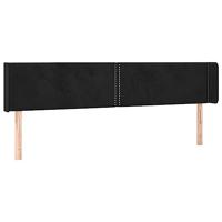 Hoofdbord met randen 163x16x78/88 cm fluweel zwart - thumbnail