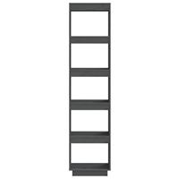 Boekenkast/kamerscherm 40x35x167 cm massief grenenhout grijs - thumbnail