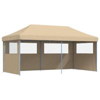 Partytent inklapbaar pop-up met 3 zijwanden beige - thumbnail