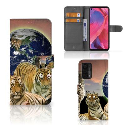 OPPO A54 5G | A74 5G | A93 5G | Telefoonhoesje | Met pasjeshouder | Roofdieren