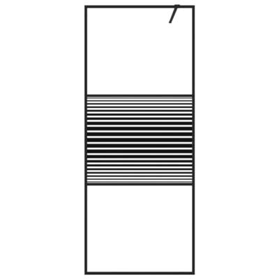 Inloopdouchewand 80x195 cm transparant ESG-glas zwart