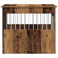 Hondenbench 55x80x68 cm bewerkt hout oud houtkleurig - thumbnail
