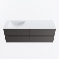 MONDIAZ VICA 140cm badmeubel onderkast Dark Grey 4 lades. Wastafel CLOUD links zonder kraangat, kleur Talc. - thumbnail