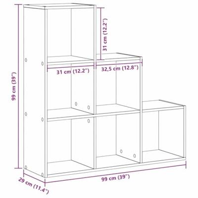 Kamerscherm Boekenkast Zwart Eiken 99 x 29 x 99 cm Bewerkt hout