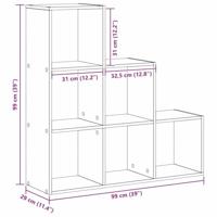 Kamerscherm Boekenkast Zwart Eiken 99 x 29 x 99 cm Bewerkt hout - thumbnail