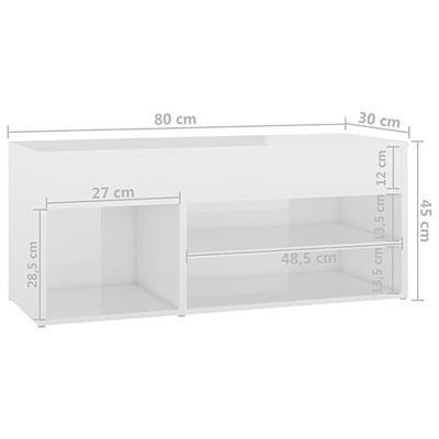 Schoenenbank 80x30x45 cm spaanplaat hoogglans wit