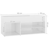 Schoenenbank 80x30x45 cm spaanplaat hoogglans wit - thumbnail
