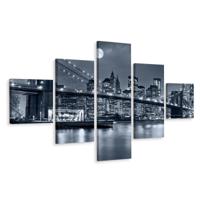 Schilderij New York City in de nacht, NYC, 5 luik, Premium print - thumbnail
