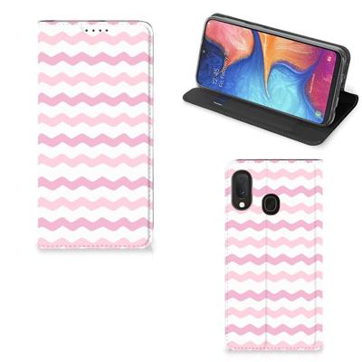 Samsung Galaxy A20e | Hoesje met Magneet | Waves Roze Samsung Galaxy A20e | Hoesje met Magneet | Waves Roze