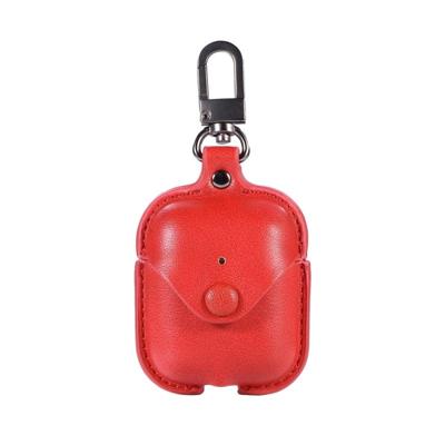 PU lederen draadloze Bluetooth oortelefoon beschermende case voor Apple AirPods 1/2 met metalen gesp (rood)