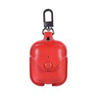 PU lederen draadloze Bluetooth oortelefoon beschermende case voor Apple AirPods 1/2 met metalen gesp (rood) - thumbnail