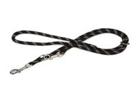 Hondenriem van rond nylon verstelbaar 200cm x 13mm zwart - thumbnail