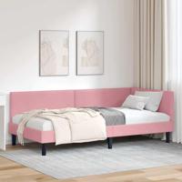 Hoekbedframe Anders Roze 90 x 200 cm Fluweel en Engineered hout - thumbnail