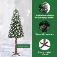 VidaXL Slanke kerstboom groen 150 cm pvc en massief dennenhout - thumbnail
