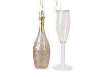 Champagnefiguur glas kadoset 2st hangdeco Decoris - Decoris - thumbnail