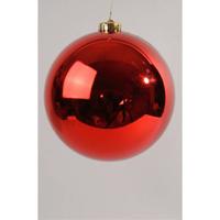 Decoris grote kerstbal glans kerstrood 20cm - thumbnail
