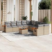 11-delige Tuinset met kussens poly rattan beige - thumbnail