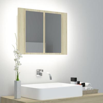 VidaXL Badkamerkast met spiegel led 60x12x45 acryl sonoma eikenkleurig