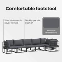 Tuinbankenset met kussen 6 pcs Zwart Aluminium - thumbnail