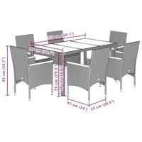 7-delige Tuinset met kussens poly rattan en glas beige - thumbnail