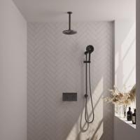 Inbouw regendouche set met thermostaat, drukknoppen en gunmetal afwerking - thumbnail