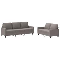 2-delige Loungeset met kussens stof taupe - thumbnail