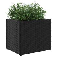 Plantenbakken 2 st 36x30x32 cm poly rattan zwart - thumbnail