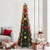 Kunstkerstboom met 200 LED met standaard Groen 210 cm PVC - thumbnail